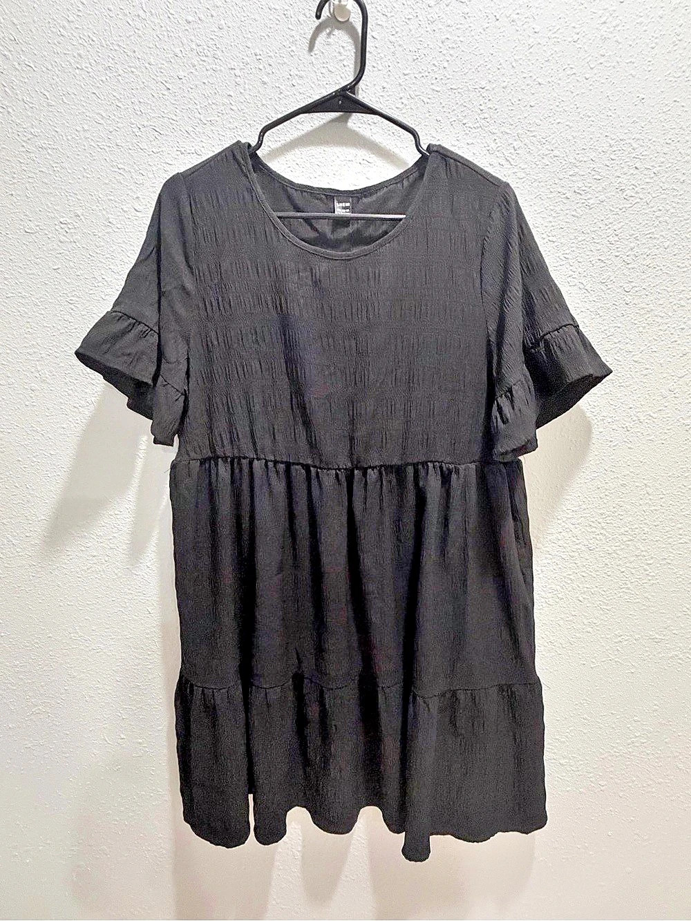 SHEIN Mini Ruffle Sleeve Dress in Black Size Large